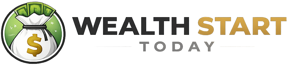 Wealth Start Today logo with money bag symbol representing personal finance and wealth building