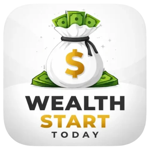 Wealth Start Today website icon with money bag symbol representing personal finance and wealth building