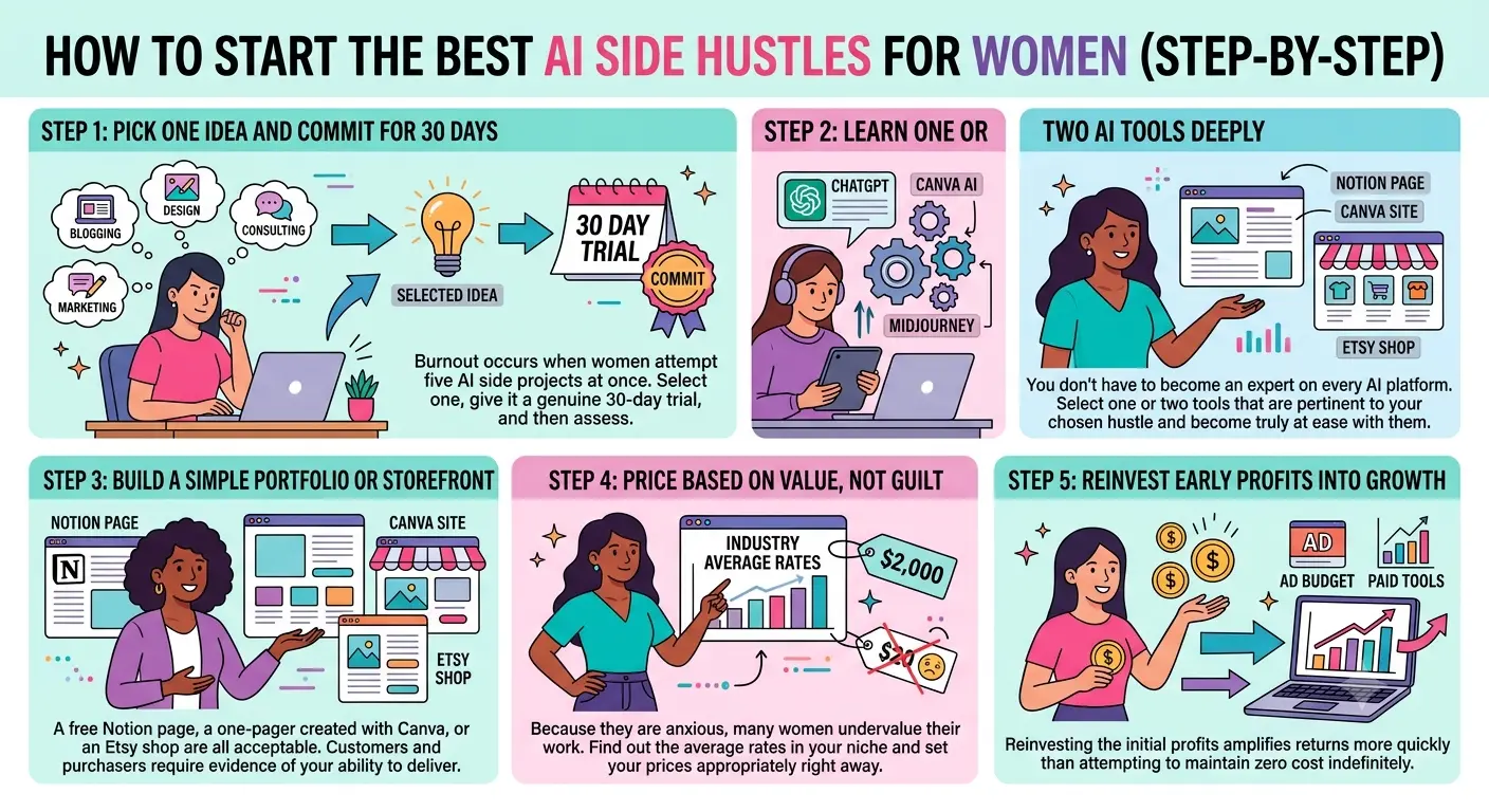 best AI side hustles for women
