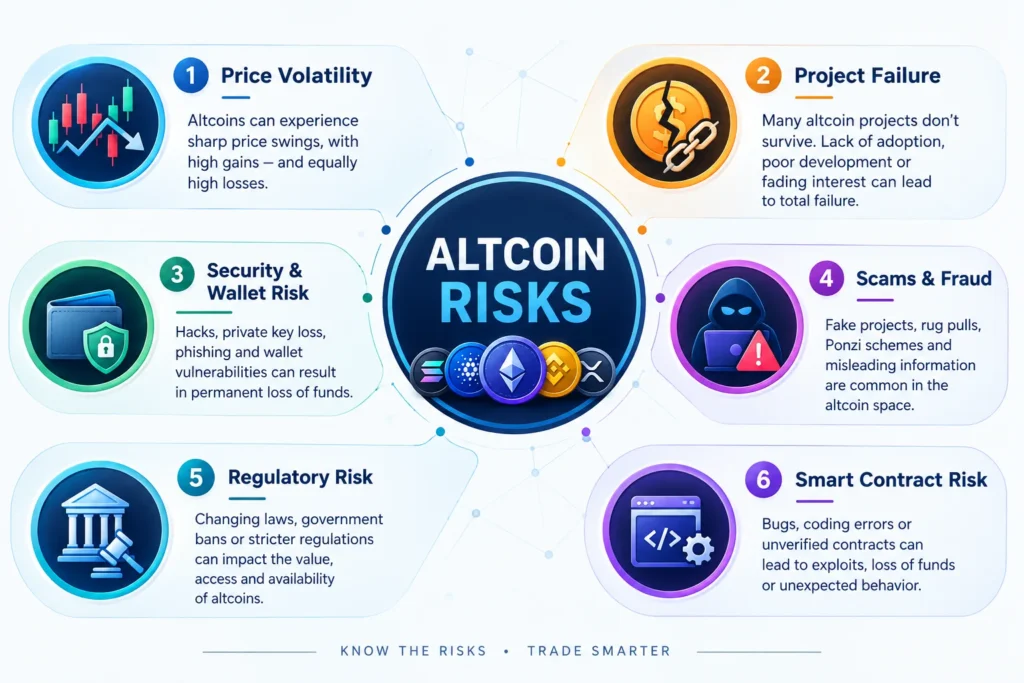 altcoin risks including volatility scams smart contract security and regulatory risk